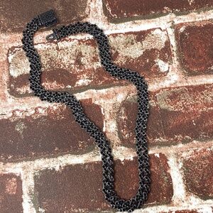 Titanium Black Rhinestone Cuban Link Hip Hop Necklace 22" 11MM